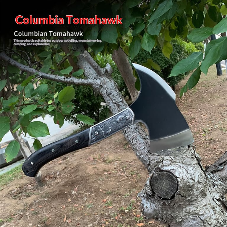 Folding sickle tomahawk axe combo for camping and survival preparedness