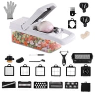 26 In 1 Vegetable Chopper With Container And Lid Manual Hand Veggie Chopper Food Processor For Onion Garlic Multifunctional Kitchen Dicer Chopper With Egg White Separator Hand Guard Black And White — view 5