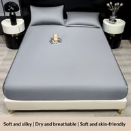 Summer Solid-Color Ice Silk Fitted Sheet | Cooling Bedding Canada — view 4