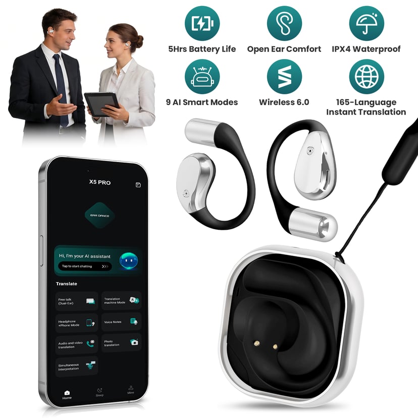 AI Translation Earbuds 165 Languages | Real-Time Wireless 6.0