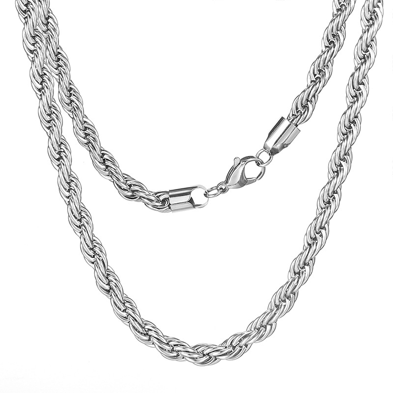 Stainless Steel Twisted Chain Necklace & Bracelet Set | Silver Gold
