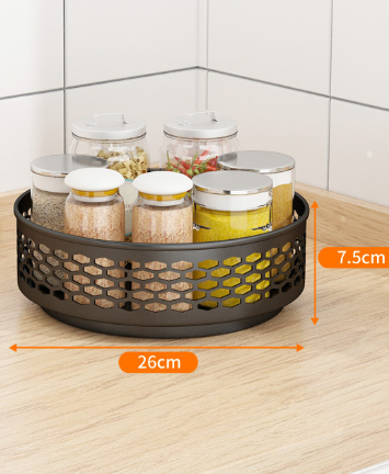 Close-up of carbon steel rotating spice rack frame, premium finish detail