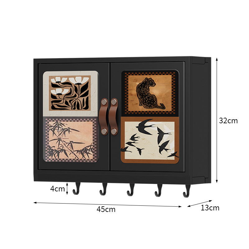 Wall-Mounted Bathroom Storage Cabinet | Decorative Doors & Hooks