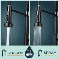 Matt Black Monobloc Kitchen Sink Mixer Tap | Pull-Out Hose Spray — view 10