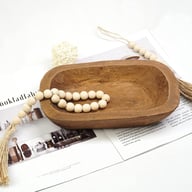 Solid Wood Hand-Carved Storage Tray | Rustic Home & Kitchen Decor — view 1