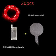 Red LED string light battery pack and transparent 20-inch balloon together