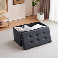 Foldable Storage Ottoman Seat | Button Tufted Bench Toy Box Canada — view 14