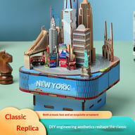 3D Wooden Puzzle Music Box | Handmade City Skyline Model — view 5