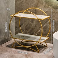 Double-Layer Bathroom Storage Organizer | Marble Caddy with Metal Frame — view 4
