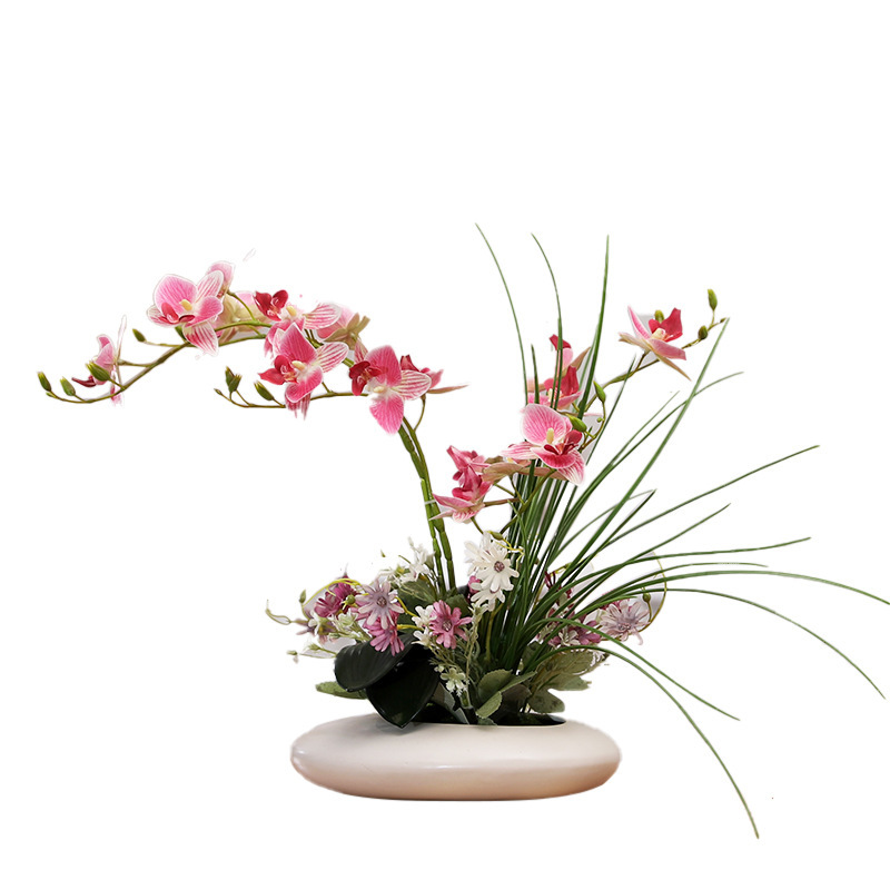 Silicone-Feel Dove Orchid Artificial Flower Arrangement | Modern Minimalist Home Decor