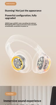 Fashionable On-Ear Bluetooth Wireless Headphones with RGB Lighting — view 14