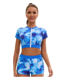 Women's Two-Piece High-Waist Swimsuit | Tie-Dye Crop Top & Shorts — view 15