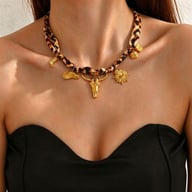 Leopard-print Silk Scarf With A Cow-head Heart-shaped Pendant — view 5