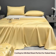 Summer Cooling Ice Silk Bed Sheet Set | Home & Kitchen Luxury Bedding — view 10