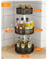 Rotating Spice Rack Carbon Steel Floor-Standing Kitchen Shelf — view 10