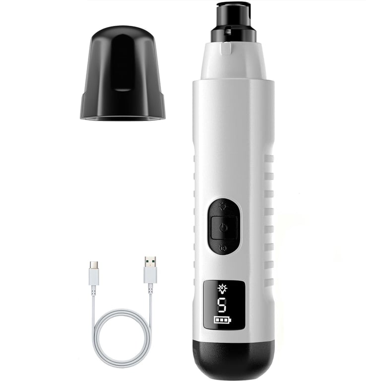 Black Silent Groom Pro dog nail grinder with LED light and speed display