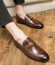Men's Metal-Buckle Slip-On Loafers | European Style Dress Shoes — view 12