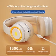 Wireless headphones with long battery life and charging cable included