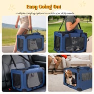 32   Soft Dog Crates Kennel, 3-Door Portable Folding Pet Carrier With Mesh Windows, Straps And Fleece Mat For Dogs, Cats, Rabbits, Meeting The Needs For Indoor, Outdoor, And Travel Use, Dark Blue — view 5
