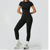 Quick-Drying Yoga Outfit Set | Tight-Fitting Short-Sleeve Top & Long Leggings — view 15