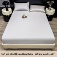 Summer Solid-Color Ice Silk Fitted Sheet | Cooling Bedding Canada — view 10