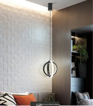 LED Bedside Mini Pendant Lamp | Ring-Shaped Aluminum Bedroom Light — view 4