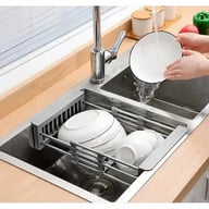 Adjustable Immersion Sink Dish Drying Rack With Stainless Steel Drain Basket - Portable And Retractable Space-Saving Fruit And Vegetable Solution(UPS/UPS logistics delivery supports self-pickup) — view 3