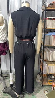 Sleeveless Lapel Top with Pockets & Faux Drawstring Pants Set | Home & Kitchen — view 11