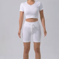 Women's Padded Running Bra & Ribbed Shorts Yoga Set | Quick-Dry — view 14