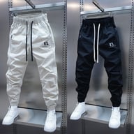 Two pairs of lightweight quick-drying casual pants in gray and black