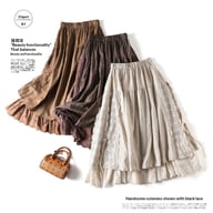 Japanese Linen Lace-Up Skirt | Mori Girl Aesthetic Tiered Design — view 8