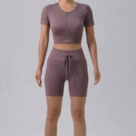 Women's Padded Running Bra & Ribbed Shorts Yoga Set | Quick-Dry — view 9