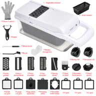 26 In 1 Vegetable Chopper With Container And Lid Manual Hand Veggie Chopper Food Processor For Onion Garlic Multifunctional Kitchen Dicer Chopper With Egg White Separator Hand Guard Black And White — view 8