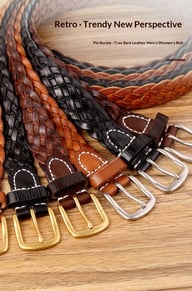 Vintage Woven Vegetable-Tanned Leather Belt — view 12