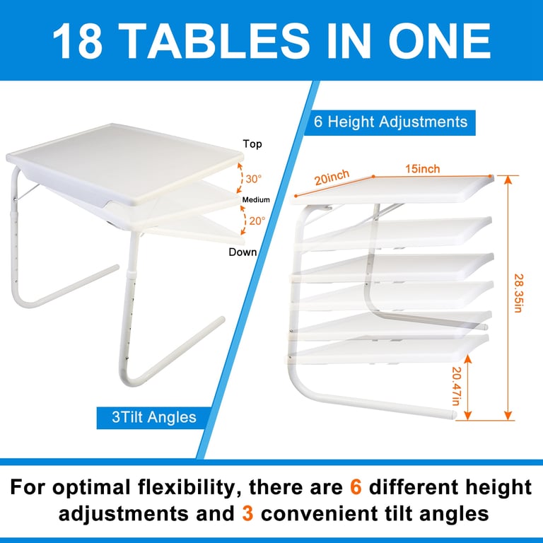 Compact foldable tray table stored under dorm room bed