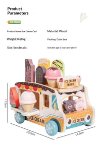 Wooden Ice Cream Model Playset Toy | Role-Play Store & Truck — view 12