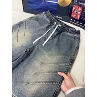 Washed Wrinkle-Effect Denim Shorts for Men | Casual Mid-Length — view 4