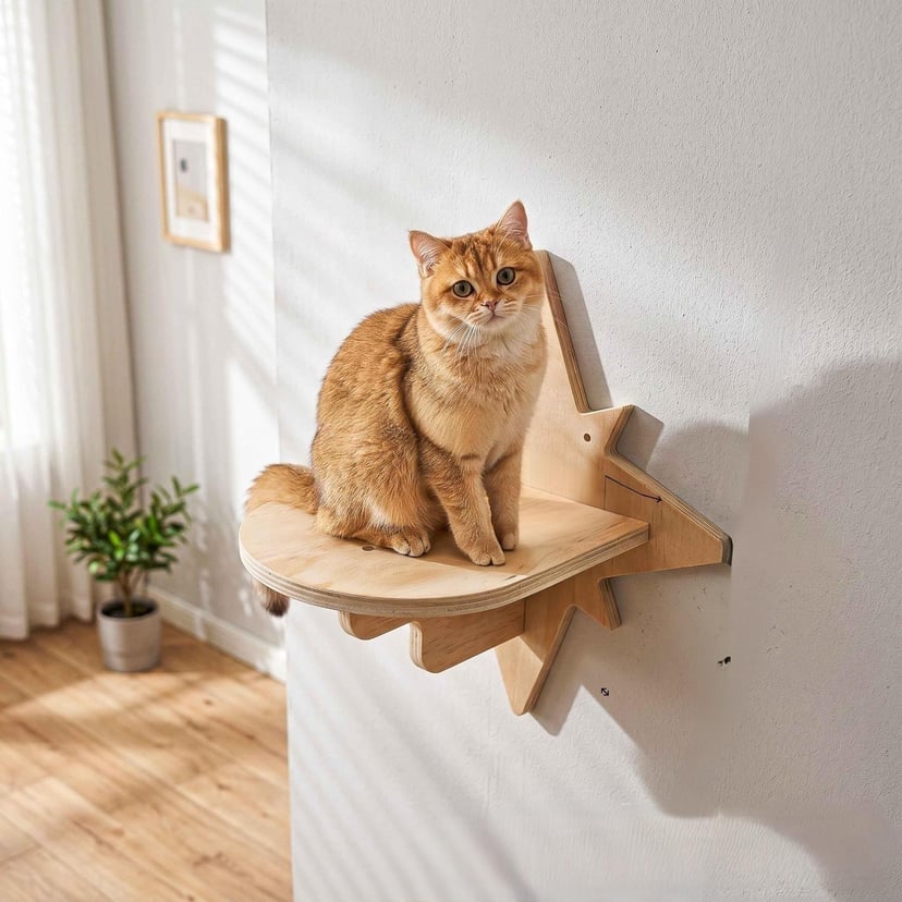 Wooden Star And Moon Hammock Cat Wall Set | Home & Kitchen Pet Furniture