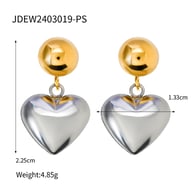 Stainless Steel Heart Stud Earrings for Women | Modern Minimalist Design — view 6