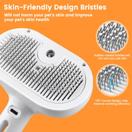 Pet steam brush metal bristles close-up showing skin-friendly rounded design