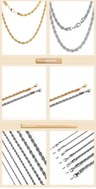 Stainless Steel Twisted Chain Necklace & Bracelet Set | Silver Gold — view 7