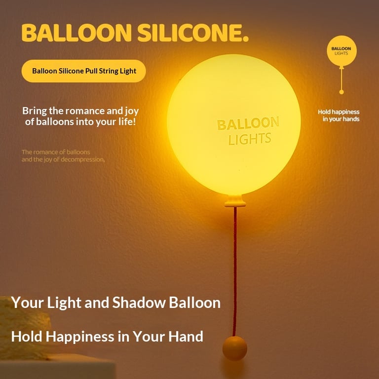 Silicone LED balloon light displayed on modern minimalist nursery shelf