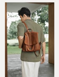 Vegetable-Tanned Leather Messenger Backpack | Convertible Design — view 16