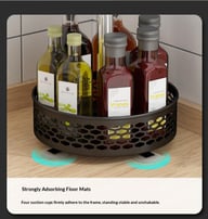 Rotating Spice Rack Carbon Steel Floor-Standing Kitchen Shelf — view 13
