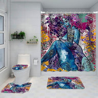 Artistic Shower Curtain 4-Piece Set with Bath Mats | Captain Fam — view 1