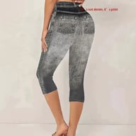 Denim-Look High-Stretch Capri Leggings | Summer High-Waisted Tight-Fit — view 5