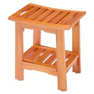 18-Inch Solid Wood Bathroom Stool with Shelf | Shower & Vanity — view 13