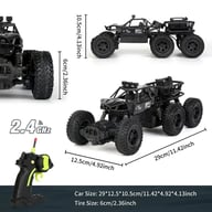 Black RC off-road car demonstrating high speed and strong power