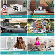 Digital Alarm Clock Radio with Bluetooth Speaker & Qi Charging — view 12