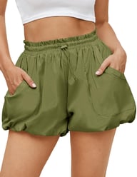 Women's High Waisted Bubble Shorts | Summer Casual Workout Puffy Shorts — view 15